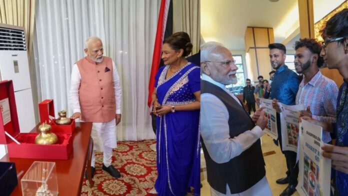 PM Modi Trinidad Tour: भारतीय साड़ी में दिखीं त्रिनिदाद की PM, मोदी का स्वागत बना सांस्कृतिक संगम